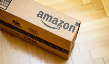 Amazon.com logo printed on a box