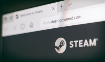 steampowered on the url bar and the logo of steam inside the website